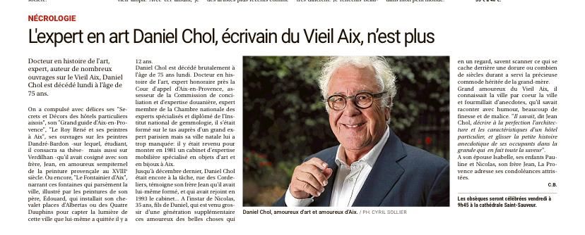 Daniel Chol article La Provence 23-01-25
